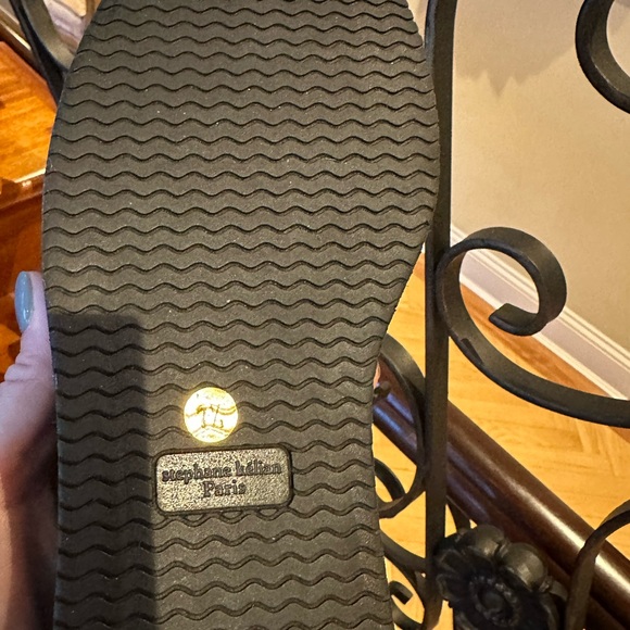 Stephane Kelian Black Leather Platform Studded Wedge Sandals/Shoes 40 - Picture 8 of 8